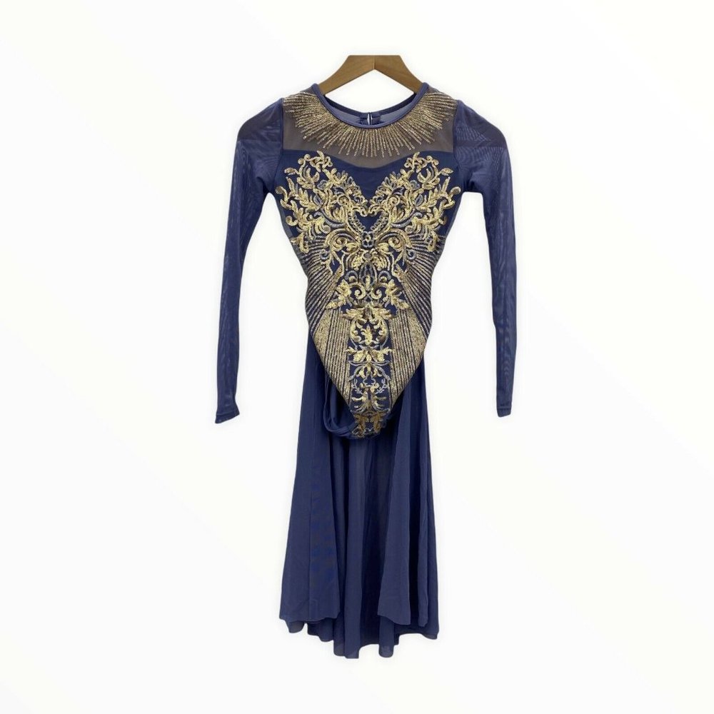Weissman Jazz Tap Dance Pageant Costume Size MC 10/12 Sequin Long Sleeve Purple